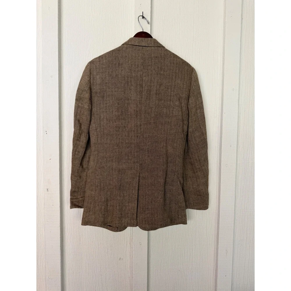 J.Crew Ludlow Jacket 36R Mens Brown Herringbone 100% Linen Blazer 12940 SP10